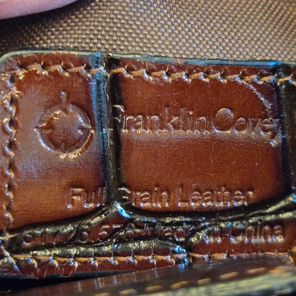 Franklin Covey Croc Embossed Leather Tote Bag Large Office Organizer Briefcase